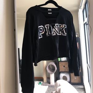 PINK Long sleeve crop top
